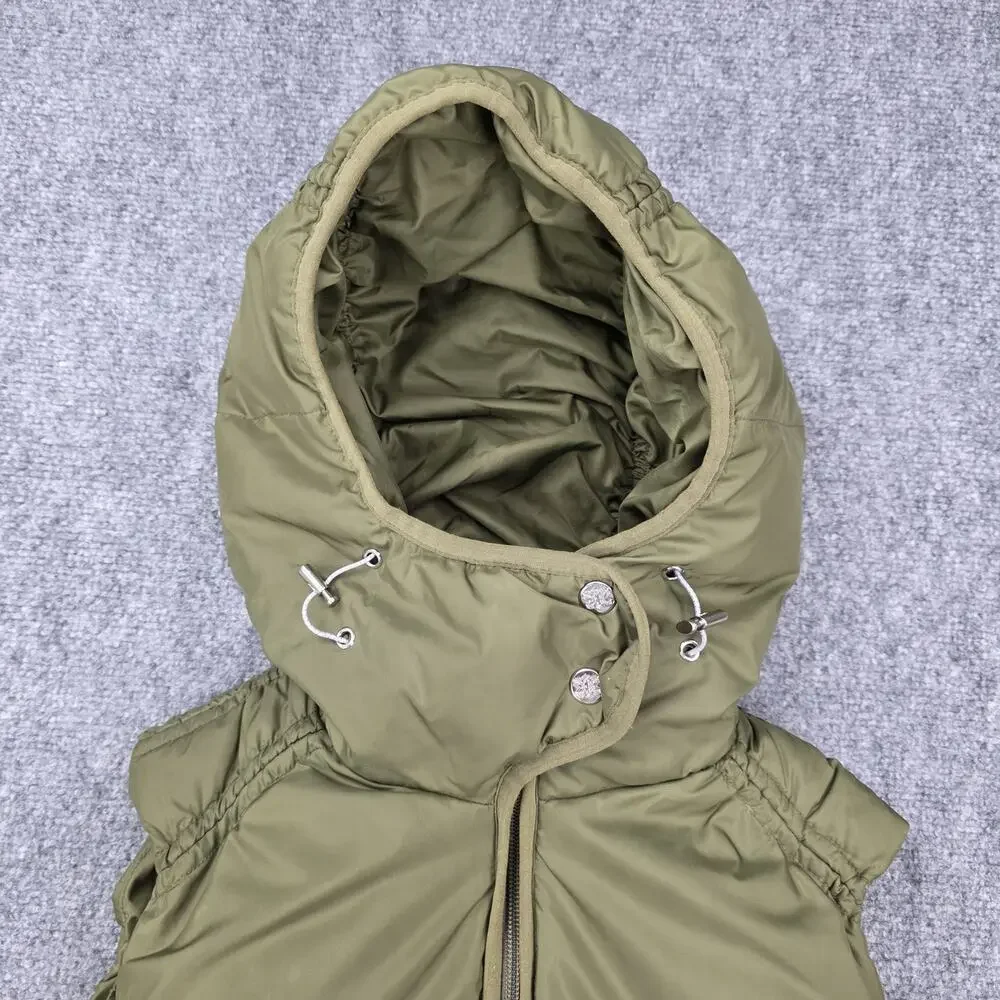 Eddie Bauer Vest Womens XS Green Hooded Goose Down 650 Fill Power Sherpa Lined
